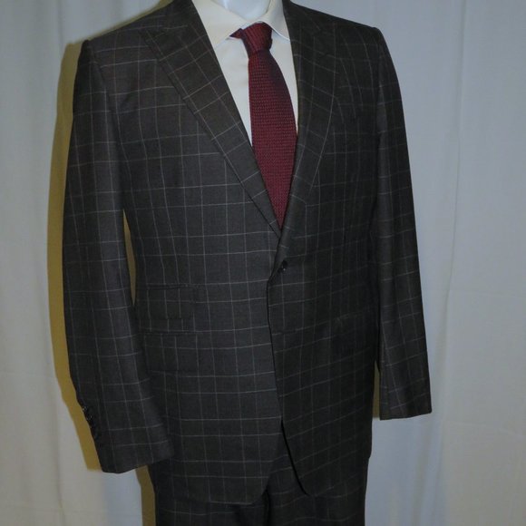 Tom Ford Fit Y O'Connor Current Gray Plaid Peak Lapel Two Button Suit 44R - Picture 8 of 16